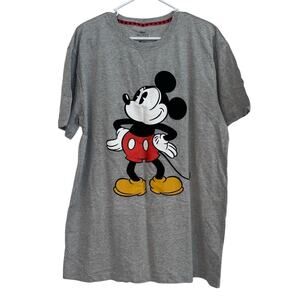 Disney Mickey Mouse Short Sleeve‎ T Shirt Gray Velvet Graphic Size XL